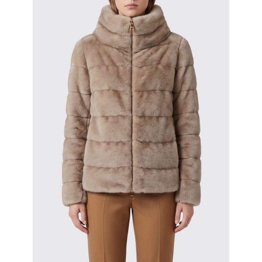 Herno Women Short Faux Fur Jacket Herno With High Neck And Zip